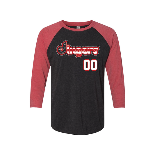 Dingers | Three-Quarter Raglan T-Shirt (Customize it!)
