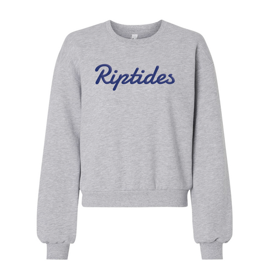Riptides Script | Women's Puff Print Crewneck Sweatshirt