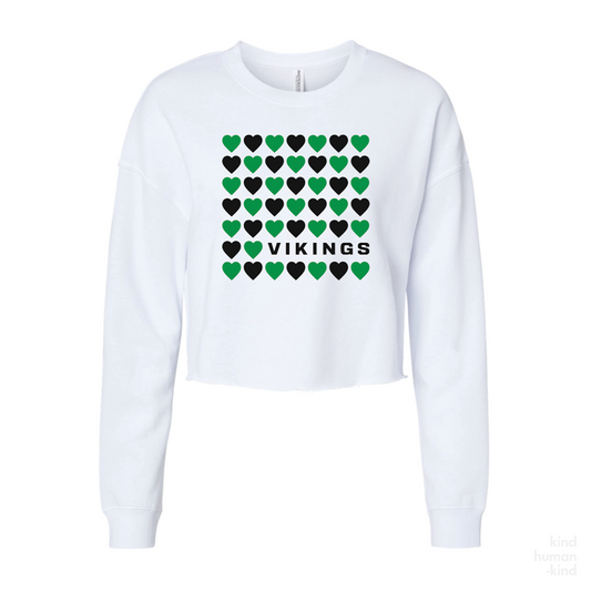Vikings Hearts | Women's Cropped Crewneck Sweatshirt