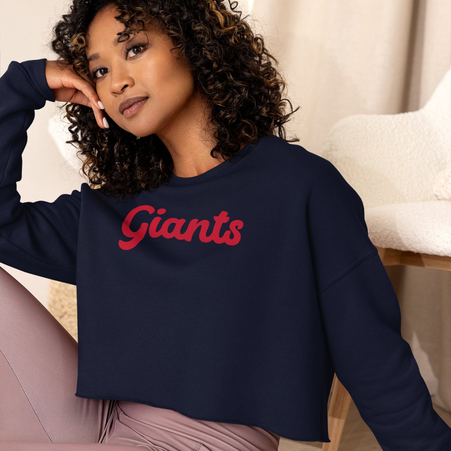 NY Giants | Embroidered Cropped Sweatshirt